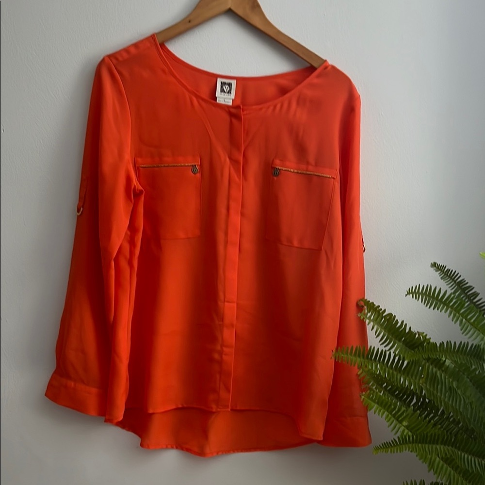 Anne Klein light weight Orange Women's Top Blouse